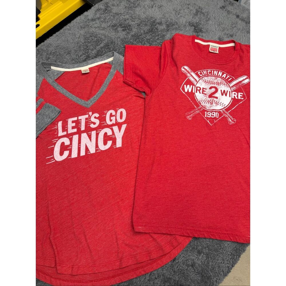 Homage Cincinnati Reds and Cincy T-Shirt Bundle, Size Women’s M!
